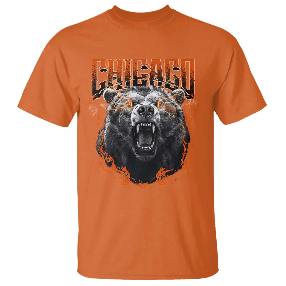 Vintage Chicago T Shirt Retro Graphic Wild Bear Streetwear Bootleg TS10 Orange Print Your Wear