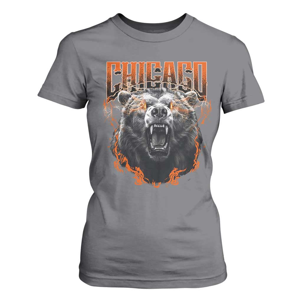 Vintage Chicago T Shirt For Women Retro Graphic Wild Bear Streetwear Bootleg TS10 Charcoal Print Your Wear