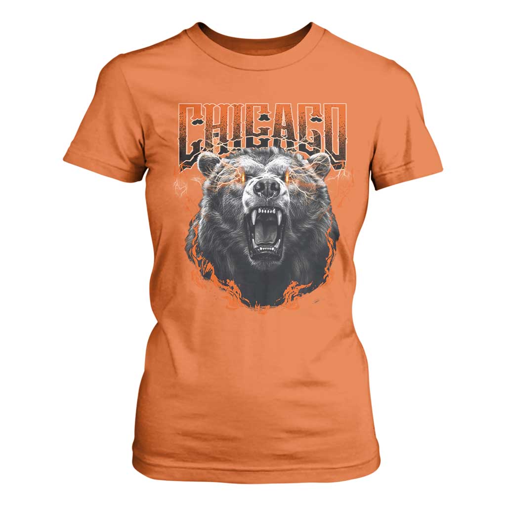 Vintage Chicago T Shirt For Women Retro Graphic Wild Bear Streetwear Bootleg TS10 Orange Print Your Wear