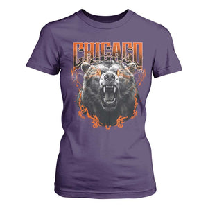 Vintage Chicago T Shirt For Women Retro Graphic Wild Bear Streetwear Bootleg TS10 Purple Print Your Wear