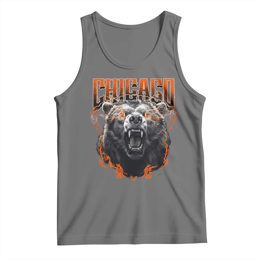 Vintage Chicago Tank Top Retro Graphic Wild Bear Streetwear Bootleg TS10 Black Heather Print Your Wear