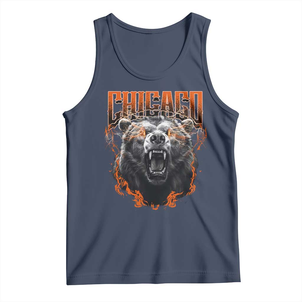 Vintage Chicago Tank Top Retro Graphic Wild Bear Streetwear Bootleg TS10 Navy Print Your Wear