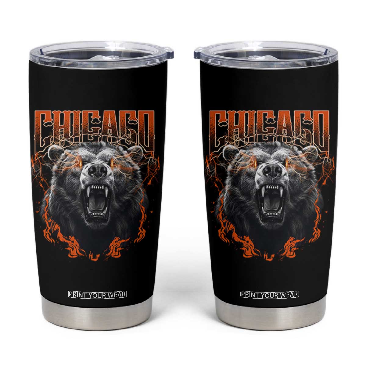 Vintage Chicago Tumbler Cup Retro Graphic Wild Bear Streetwear Bootleg TS10 Black Print Your Wear