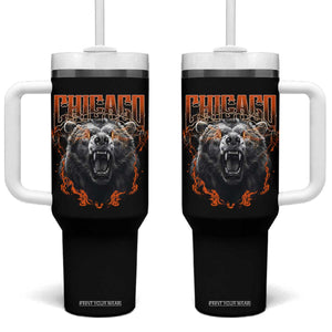 Vintage Chicago Tumbler With Handle Retro Graphic Wild Bear Streetwear Bootleg TS10 One Size: 40 oz Black Print Your Wear