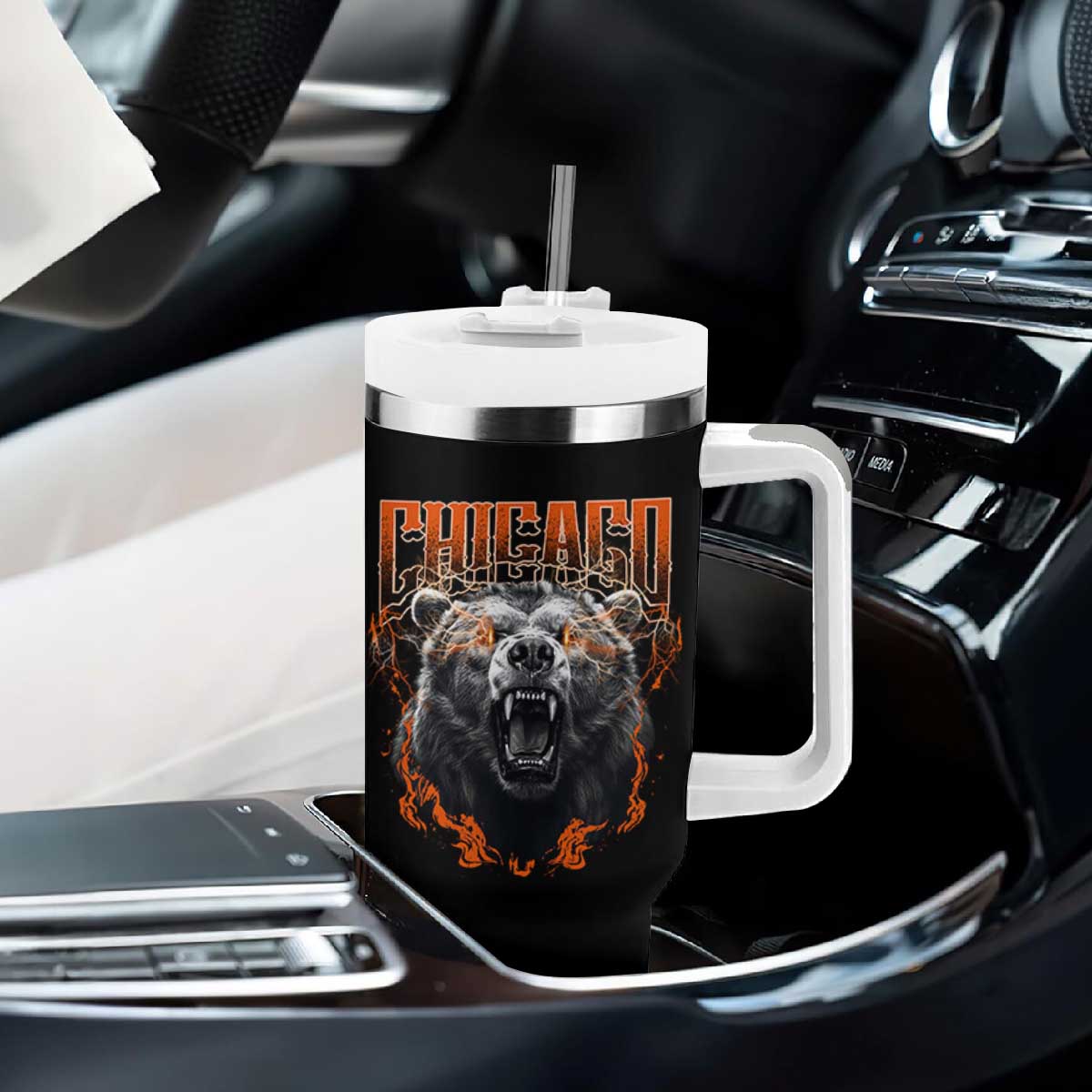 Vintage Chicago Tumbler With Handle Retro Graphic Wild Bear Streetwear Bootleg TS10 Print Your Wear