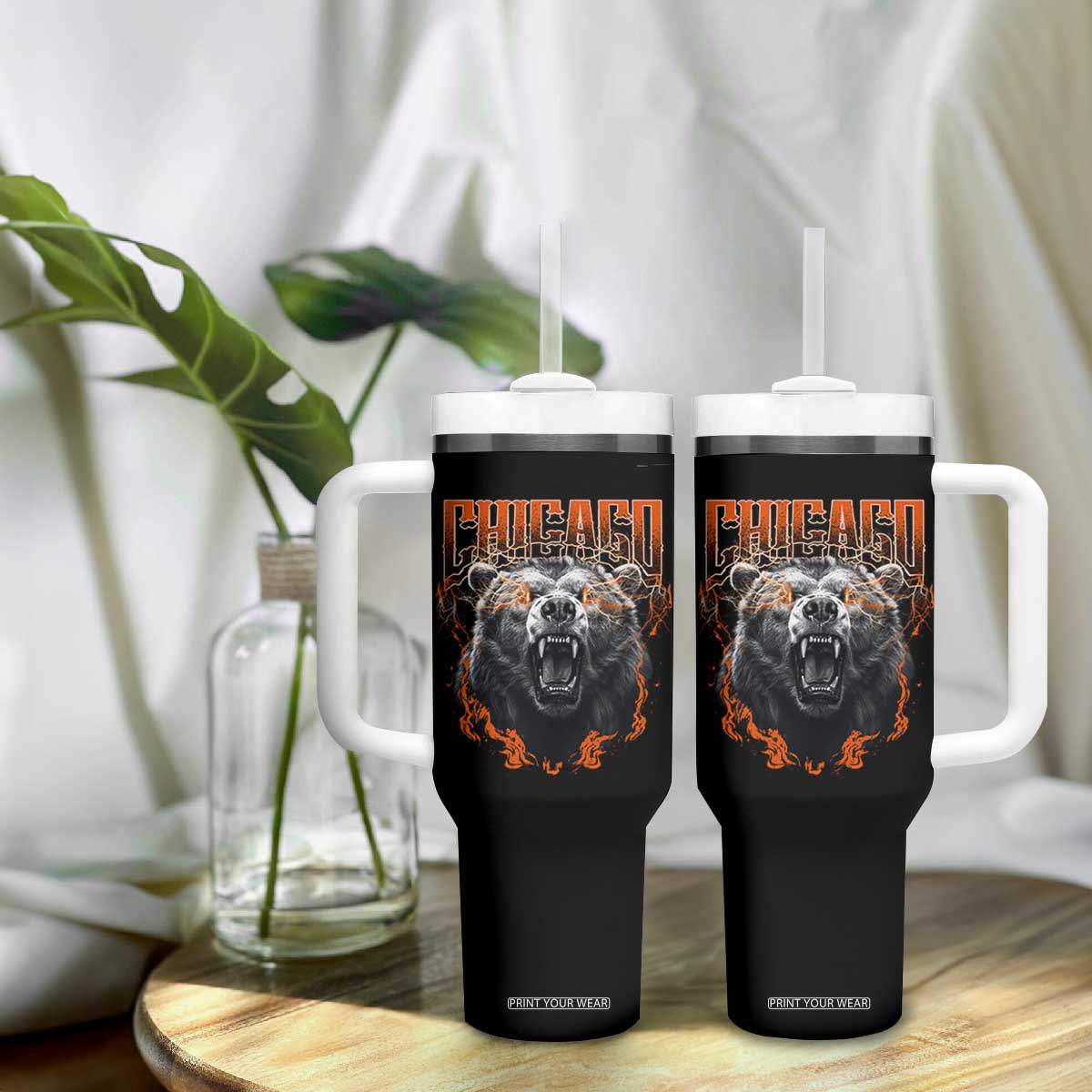 Vintage Chicago Tumbler With Handle Retro Graphic Wild Bear Streetwear Bootleg TS10 Print Your Wear