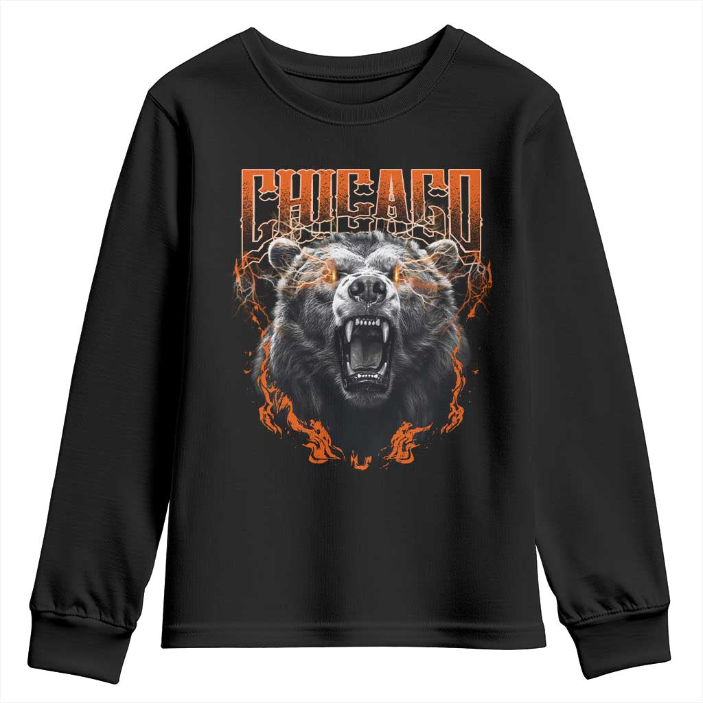 Vintage Chicago Youth Sweatshirt Retro Graphic Wild Bear Streetwear Bootleg TS10 Black Print Your Wear