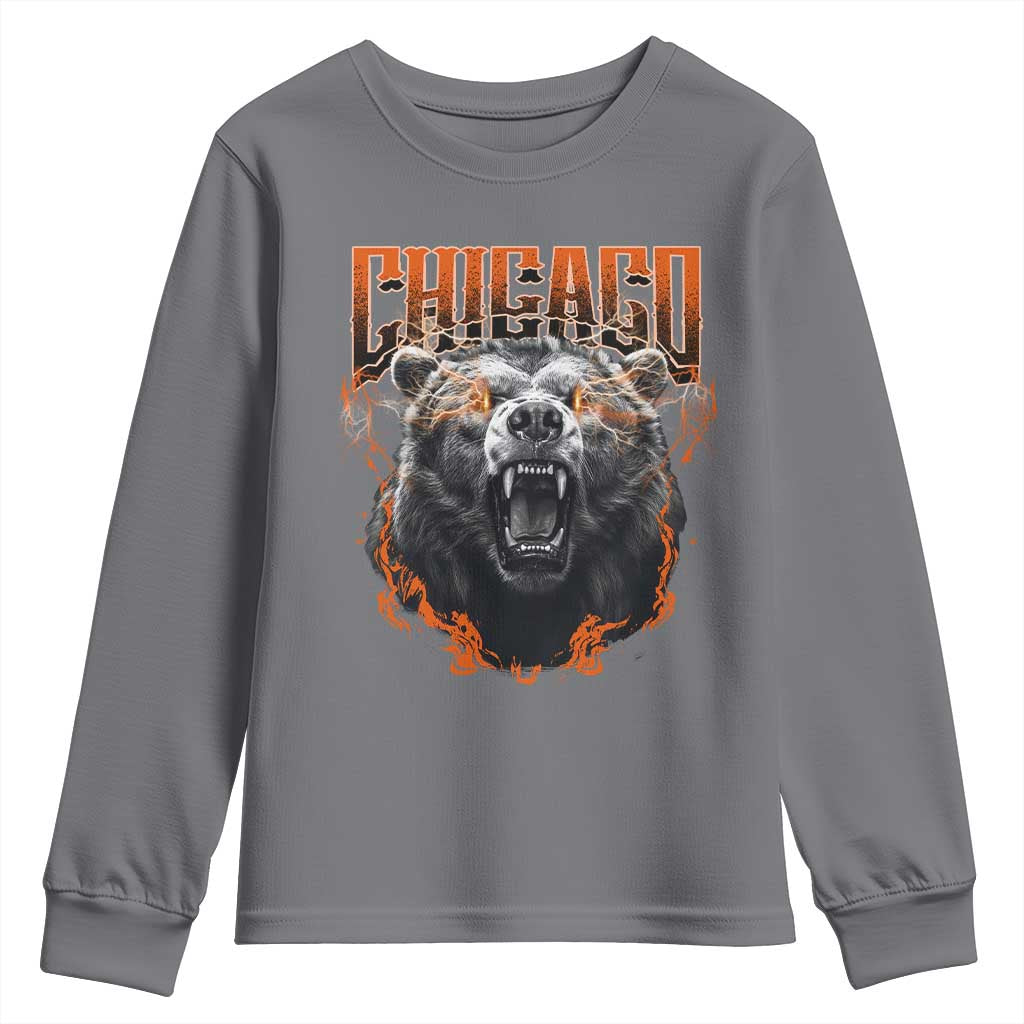 Vintage Chicago Youth Sweatshirt Retro Graphic Wild Bear Streetwear Bootleg TS10 Charcoal Print Your Wear