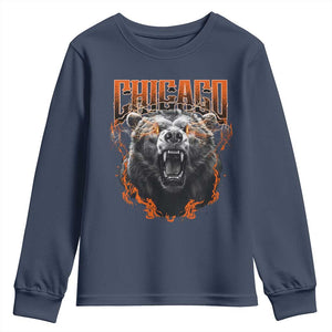 Vintage Chicago Youth Sweatshirt Retro Graphic Wild Bear Streetwear Bootleg TS10 Navy Print Your Wear