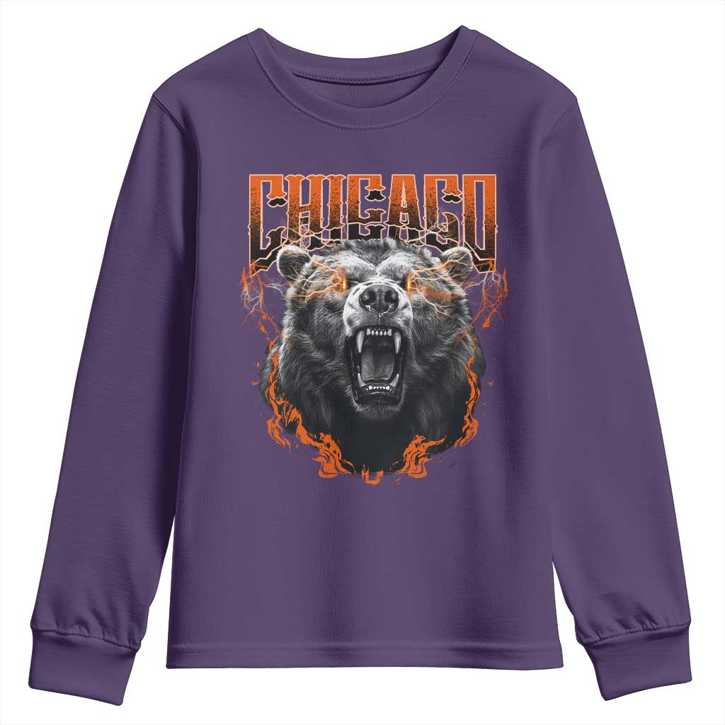 Vintage Chicago Youth Sweatshirt Retro Graphic Wild Bear Streetwear Bootleg TS10 Purple Print Your Wear