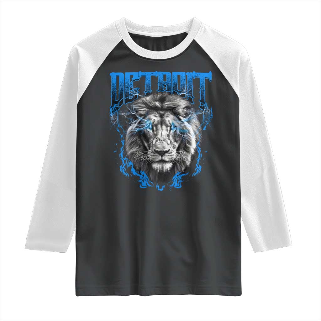 Lion Lovers Raglan Shirt Detroit Fan Apparel TS10 Black White Print Your Wear