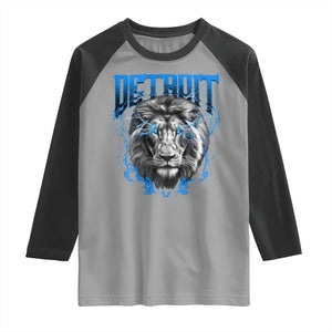 Lion Lovers Raglan Shirt Detroit Fan Apparel TS10 Sport Gray Black Print Your Wear