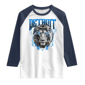 Lion Lovers Raglan Shirt Detroit Fan Apparel TS10 White Navy Print Your Wear