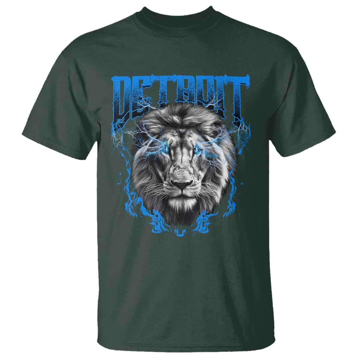Lion Lovers T Shirt Detroit Fan Apparel TS10 Dark Forest Green Print Your Wear