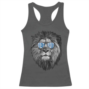 Lion Lovers Racerback Tank Top Wearing Glasses Retro Vintage Style Detroit Fan TS10 Dark Heather Print Your Wear