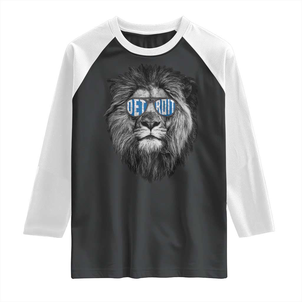 Lion Lovers Raglan Shirt Wearing Glasses Retro Vintage Style Detroit Fan TS10 Black White Print Your Wear
