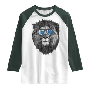 Lion Lovers Raglan Shirt Wearing Glasses Retro Vintage Style Detroit Fan TS10 White Dark Forest Green Print Your Wear