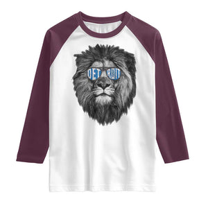 Lion Lovers Raglan Shirt Wearing Glasses Retro Vintage Style Detroit Fan TS10 White Maroon Print Your Wear