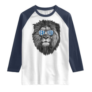 Lion Lovers Raglan Shirt Wearing Glasses Retro Vintage Style Detroit Fan TS10 White Navy Print Your Wear