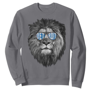 Lion Lovers Sweatshirt Wearing Glasses Retro Vintage Style Detroit Fan TS10 Charcoal Print Your Wear