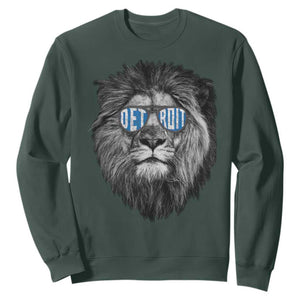 Lion Lovers Sweatshirt Wearing Glasses Retro Vintage Style Detroit Fan TS10 Dark Forest Green Print Your Wear