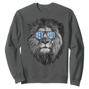 Lion Lovers Sweatshirt Wearing Glasses Retro Vintage Style Detroit Fan TS10 Dark Heather Print Your Wear