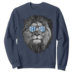 Lion Lovers Sweatshirt Wearing Glasses Retro Vintage Style Detroit Fan TS10 Navy Print Your Wear