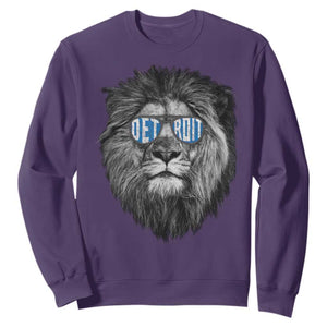 Lion Lovers Sweatshirt Wearing Glasses Retro Vintage Style Detroit Fan TS10 Purple Print Your Wear