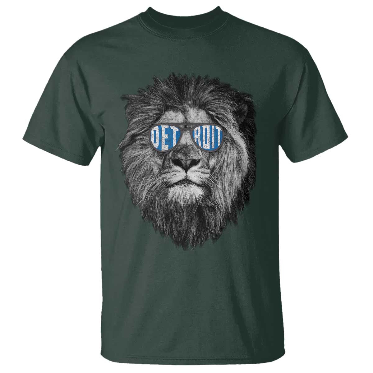 Lion Lovers T Shirt Wearing Glasses Retro Vintage Style Detroit Fan TS10 Dark Forest Green Print Your Wear