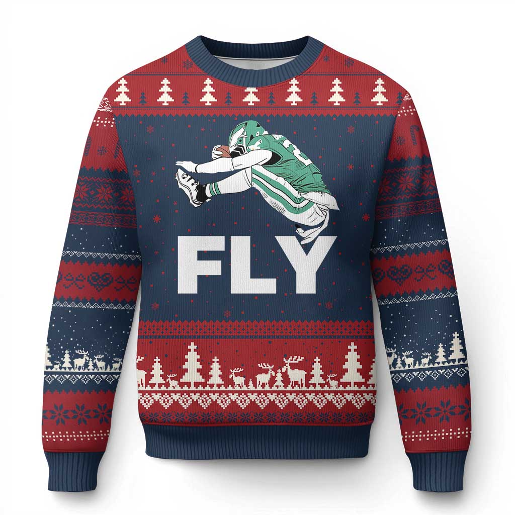 Philly Fan Ugly Christmas Sweater Barkley Backwards Hurdle TS10 Navy Red Print Your Wear
