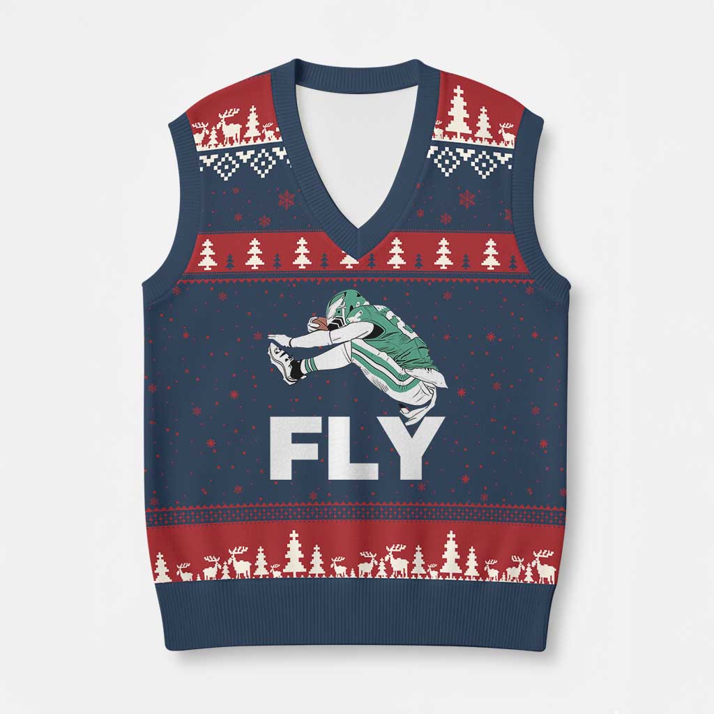 Philly Fan V-Neck Knit Sweater Vest Barkley Backwards Hurdle TS10 Navy Red Print Your Wear