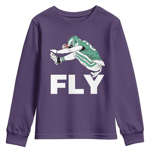 Philly Fan Youth Sweatshirt Barkley Backwards Hurdle TS10 Purple Print Your Wear