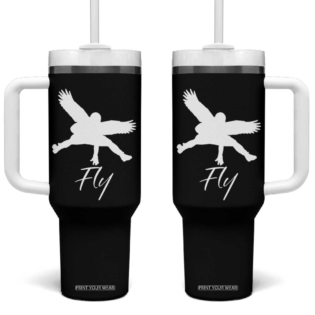 Philly Lover Tumbler With Handle Fly Birds Spirit Vintage Football Lovers TS10 One Size: 40 oz Black Print Your Wear