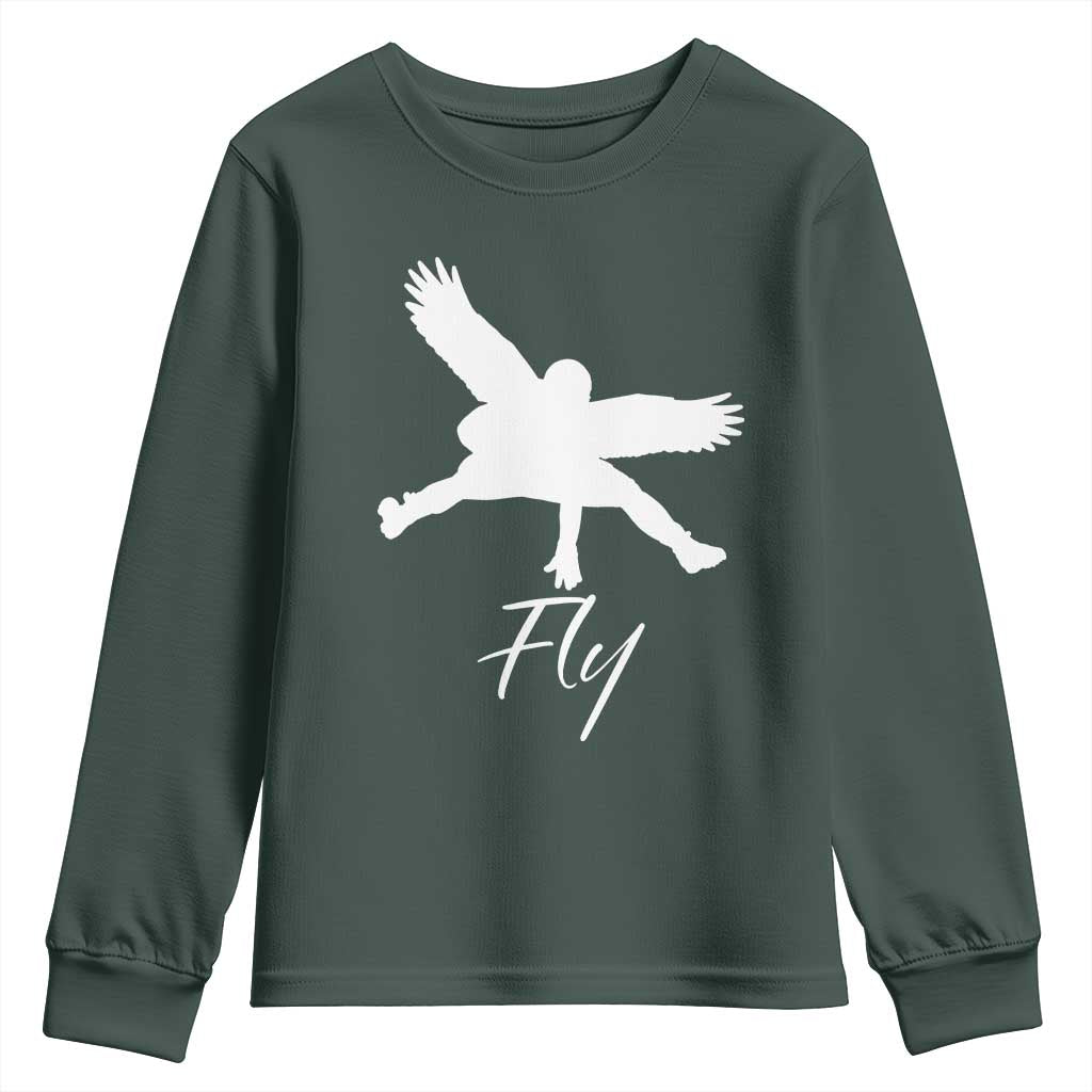 Philly Lover Youth Sweatshirt Fly Birds Spirit Vintage Football Lovers TS10 Dark Forest Green Print Your Wear
