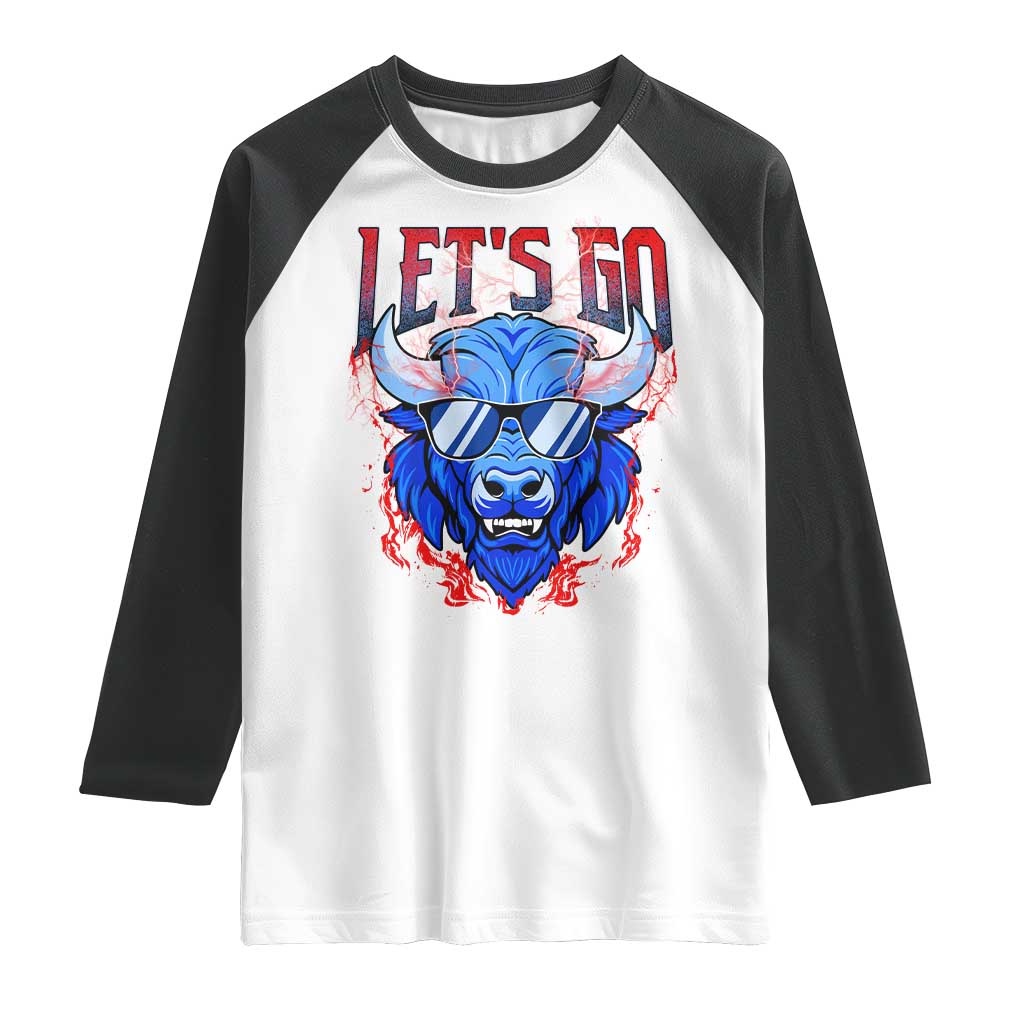 Let's Go BFB Raglan Shirt Fan Apparel WNY Pride TS10 White Black Print Your Wear