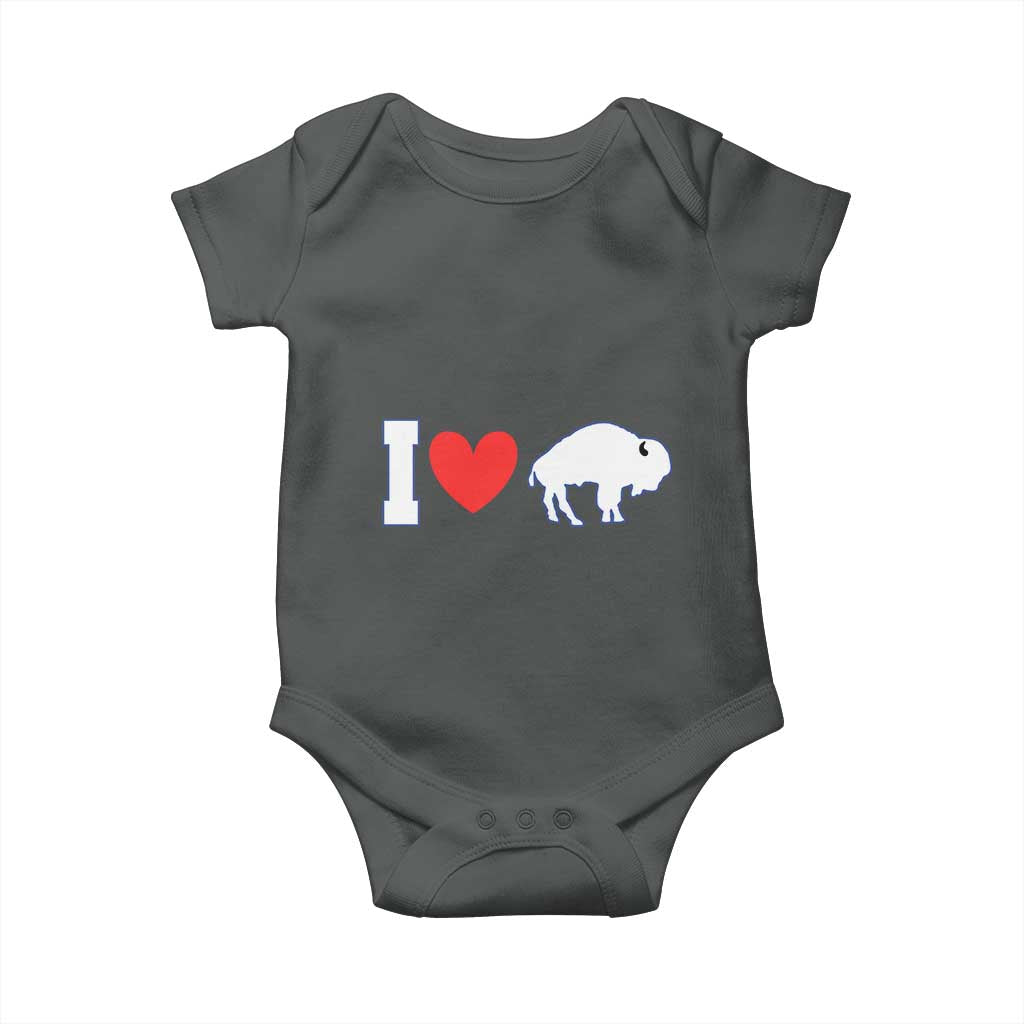 Vintage Buffalo Baby Onesie American I Love Bison TS10 Dark Heather Print Your Wear