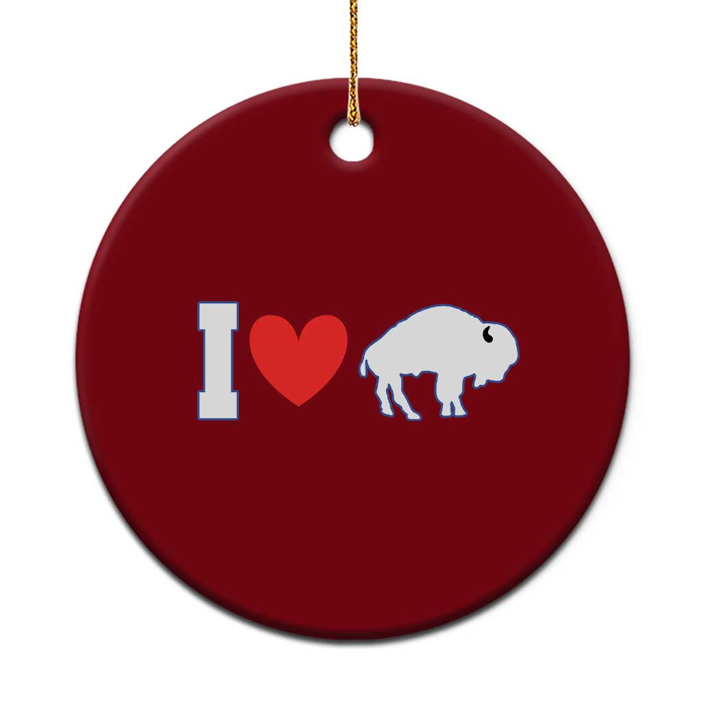 Vintage BF Ceramic Ornament American I Love Bison TS10 1pc Red Print Your Wear
