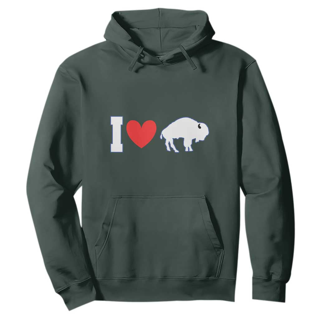Vintage Buffalo Hoodie American I Love Bison TS10 Dark Forest Green Print Your Wear