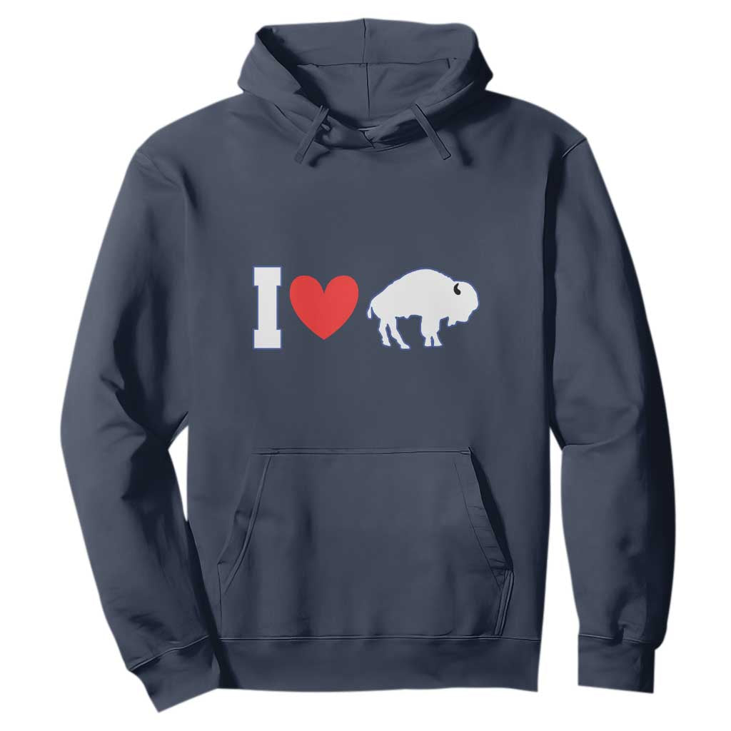 Vintage Buffalo Hoodie American I Love Bison TS10 Navy Print Your Wear