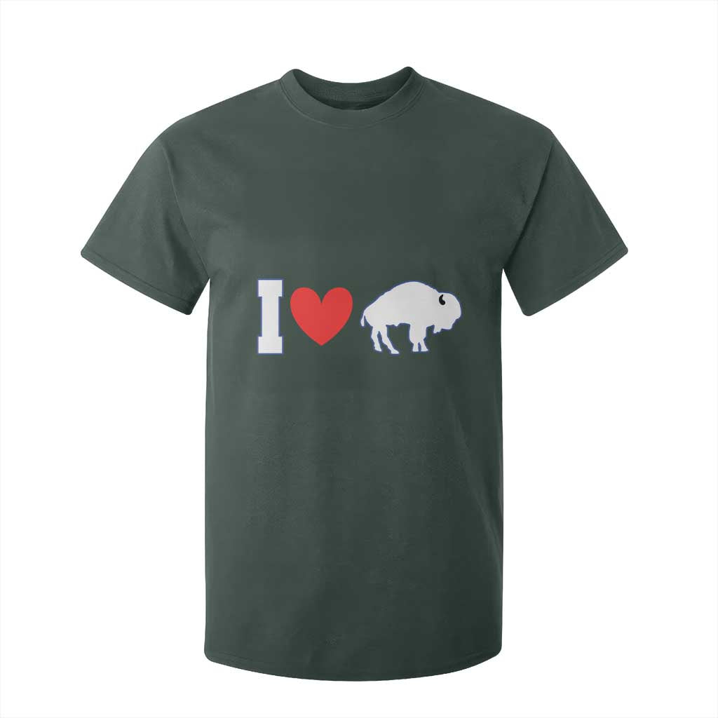 Vintage BF T Shirt For Kid American I Love Bison TS10 Dark Forest Green Print Your Wear