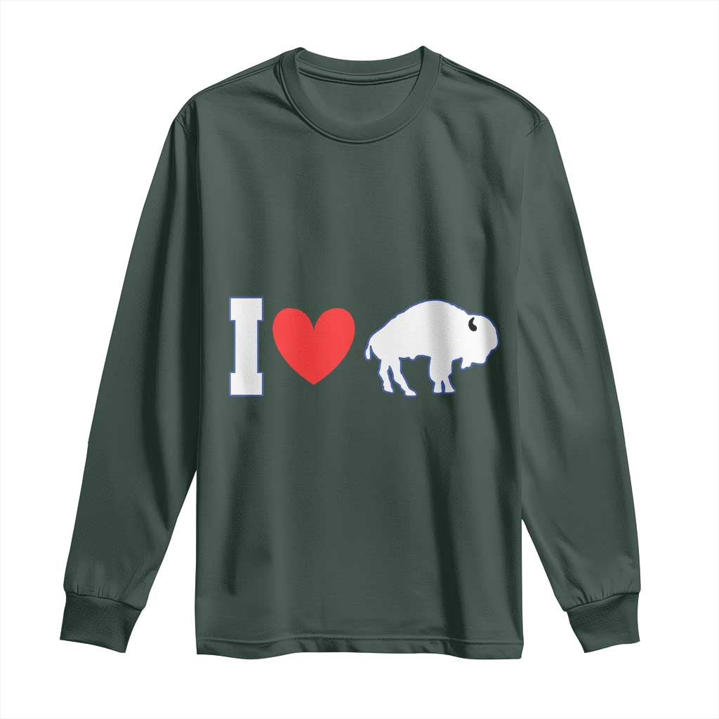 Vintage Buffalo Long Sleeve Shirt American I Love Bison TS10 Dark Forest Green Print Your Wear