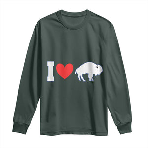 Vintage Buffalo Long Sleeve Shirt American I Love Bison TS10 Dark Forest Green Print Your Wear