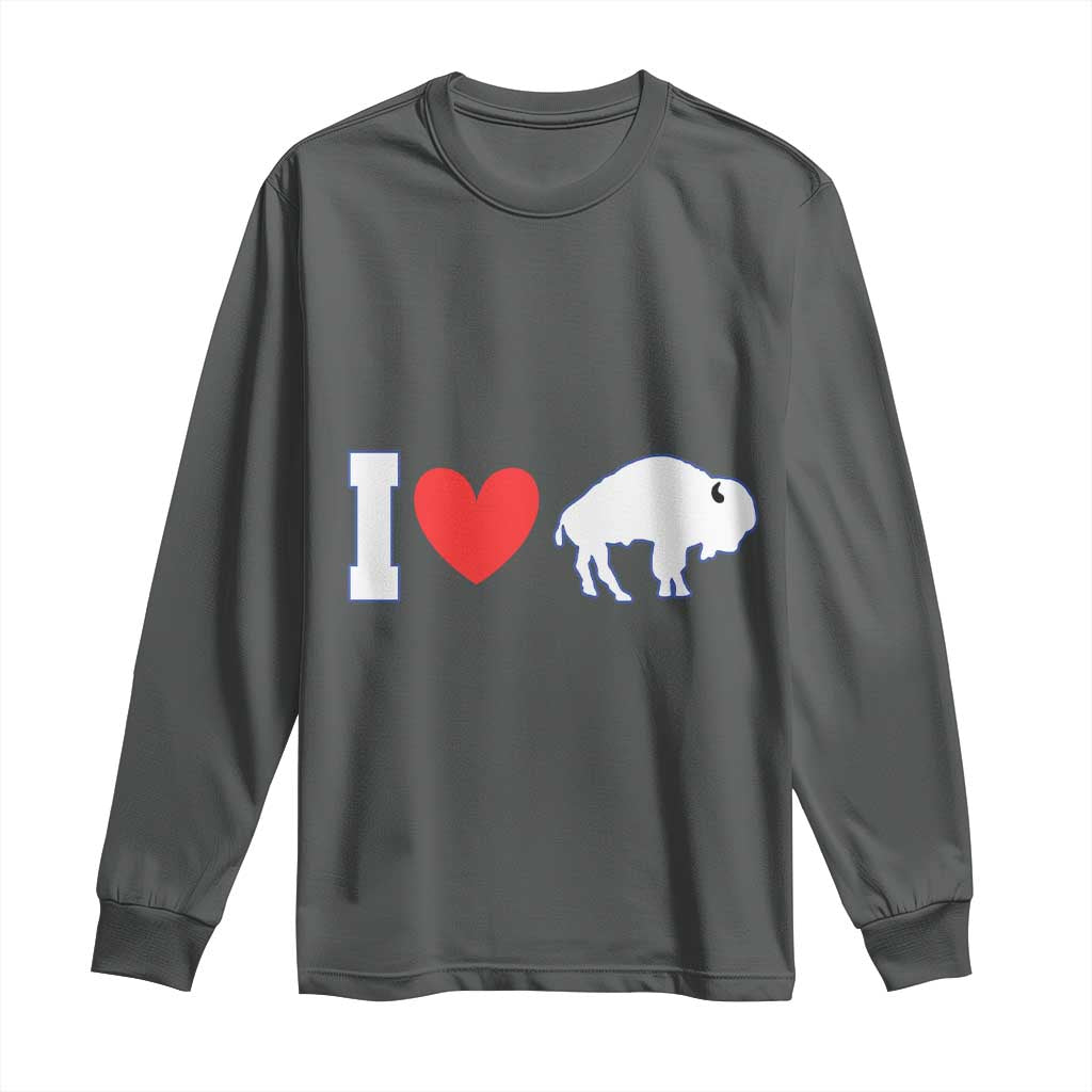 Vintage BF Long Sleeve Shirt American I Love Bison TS10 Dark Heather Print Your Wear
