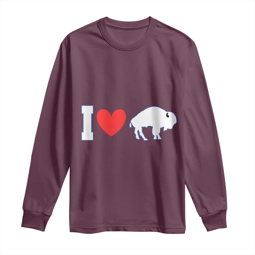 Vintage Buffalo Long Sleeve Shirt American I Love Bison TS10 Maroon Print Your Wear