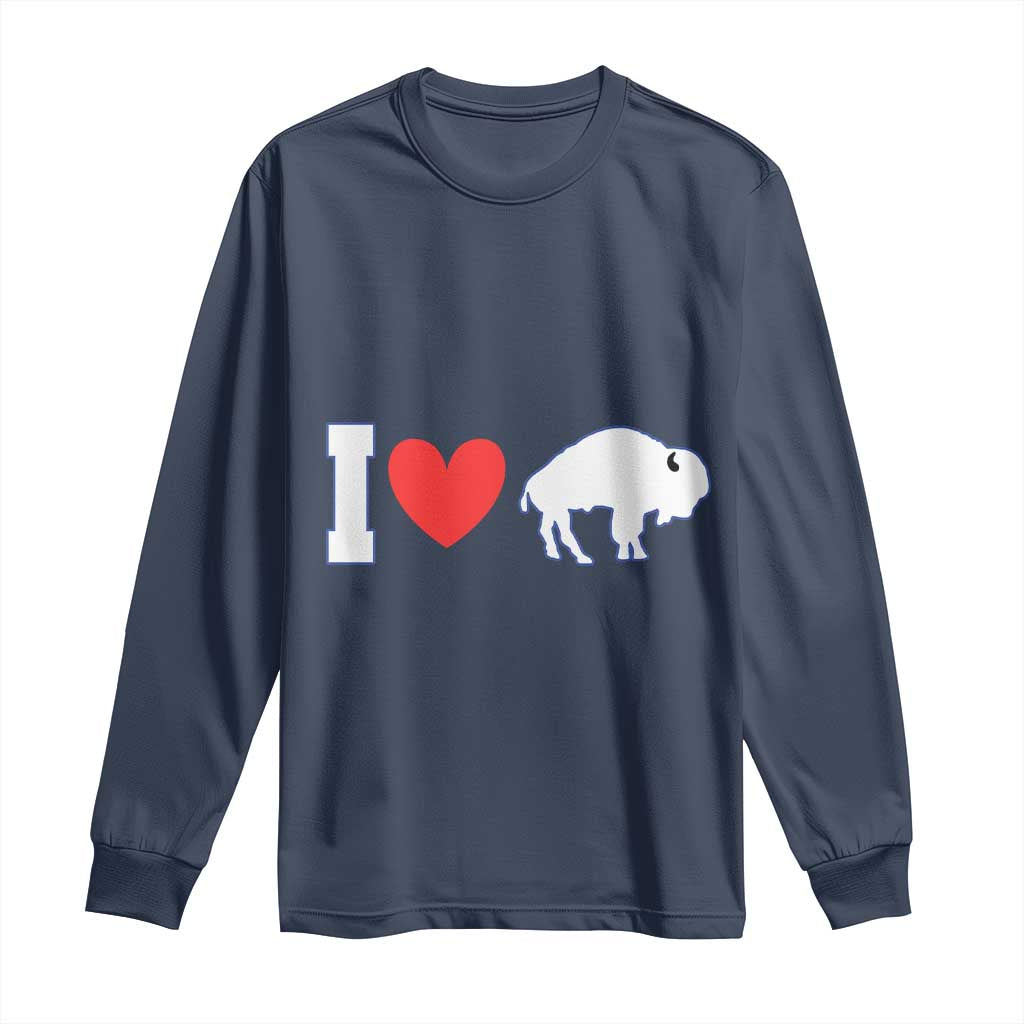 Vintage Buffalo Long Sleeve Shirt American I Love Bison TS10 Navy Print Your Wear
