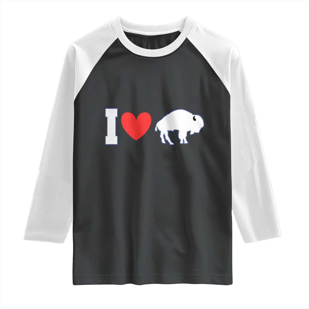 Vintage BF Raglan Shirt American I Love Bison TS10 Black White Print Your Wear