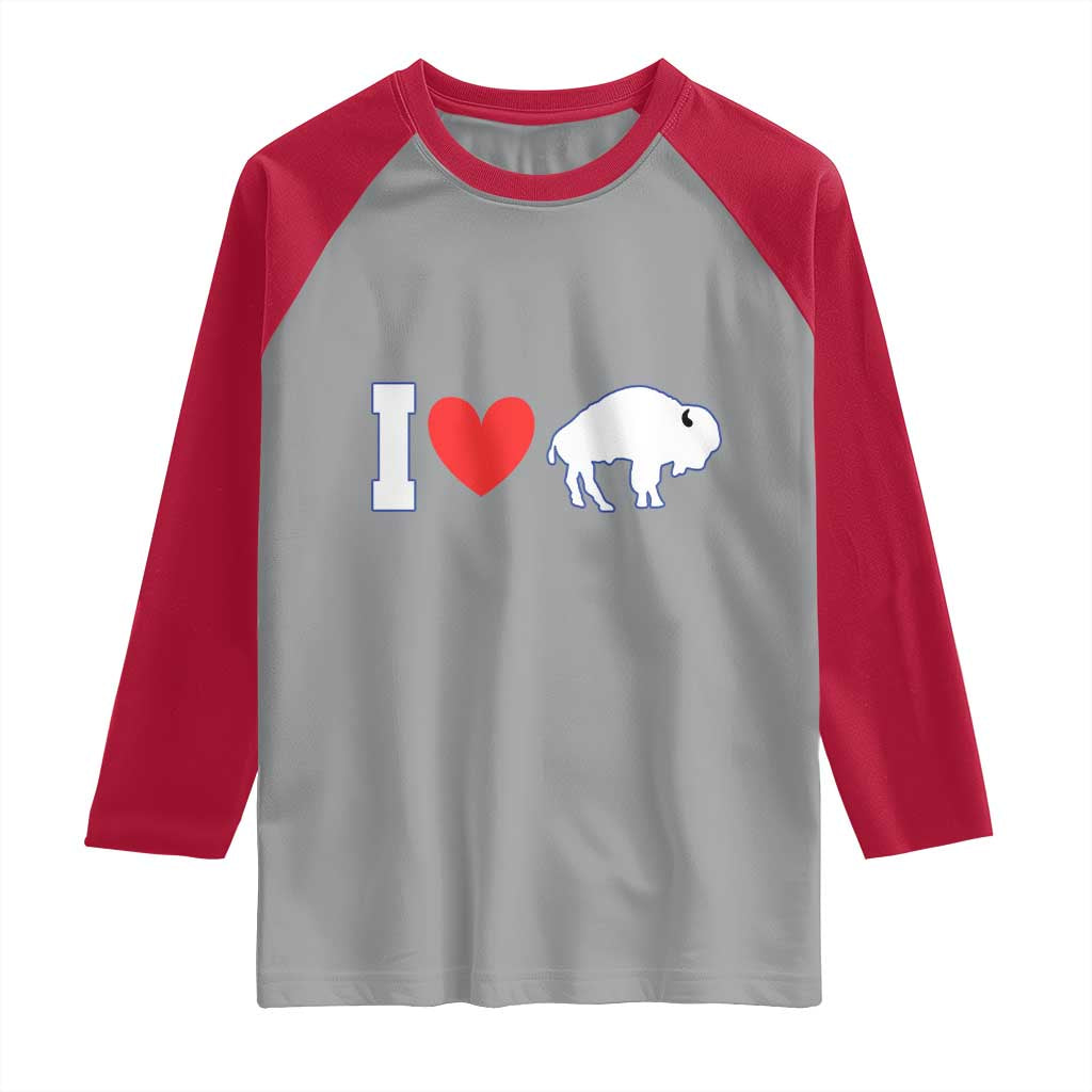 Vintage Buffalo Raglan Shirt American I Love Bison TS10 Sport Gray Red Print Your Wear