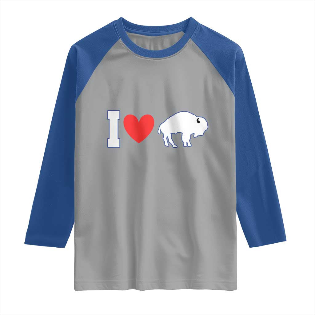 Vintage BF Raglan Shirt American I Love Bison TS10 Sport Gray Royal Print Your Wear