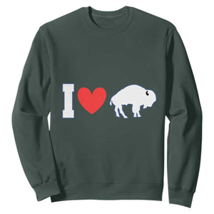 Vintage Buffalo Sweatshirt American I Love Bison TS10 Dark Forest Green Print Your Wear