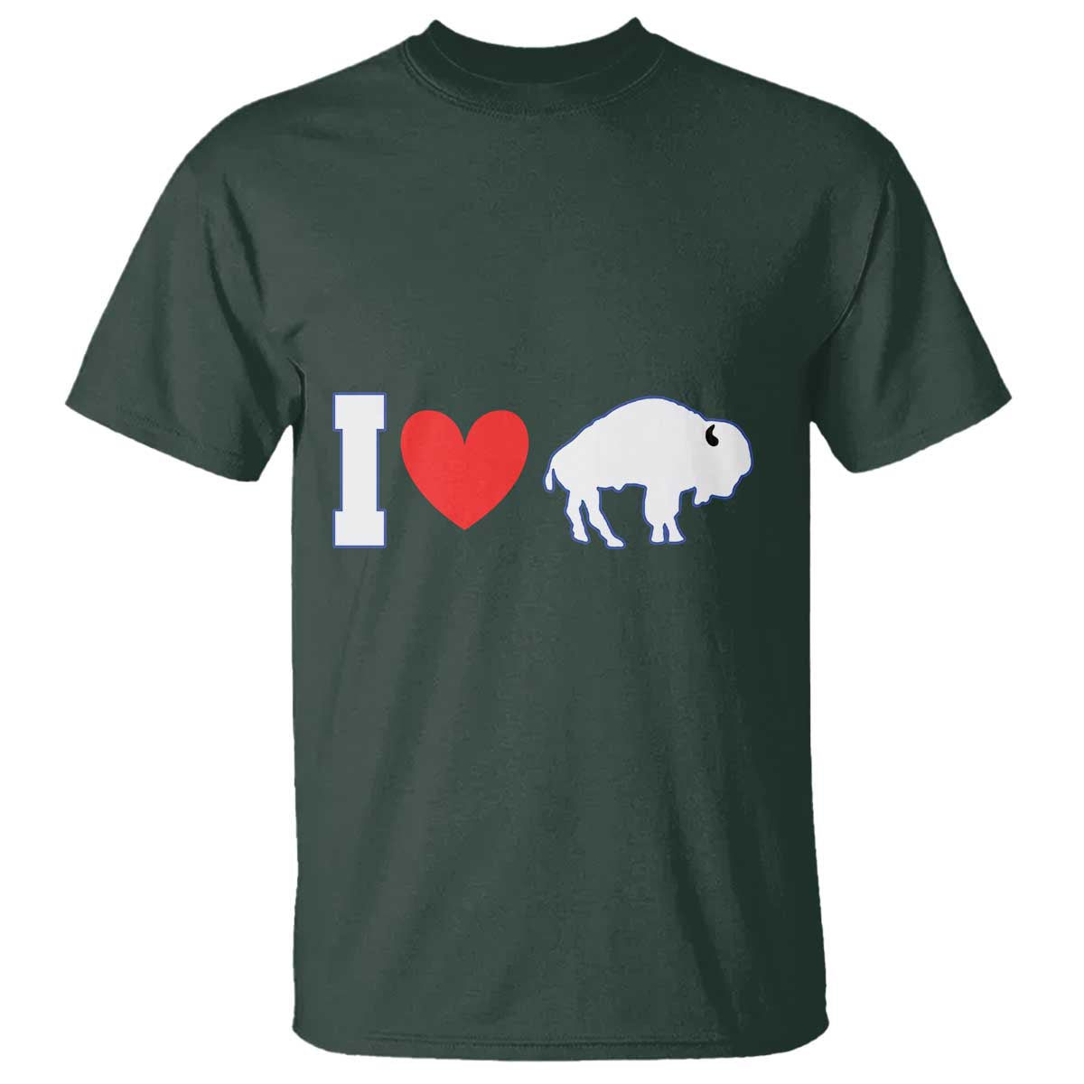 Vintage BF T Shirt American I Love Bison TS10 Dark Forest Green Print Your Wear